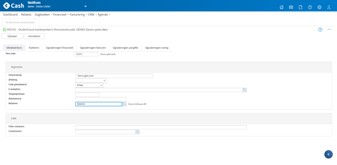 Instellen medewerker administratie